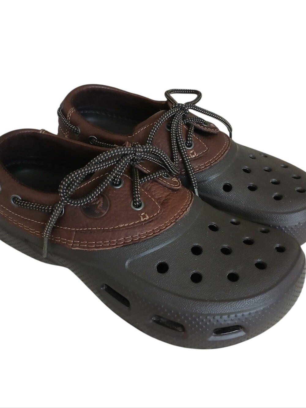 CROCS Islander Pitcrew Sport Boat Shoes Men's 8 Brown Lightweight Comfort
